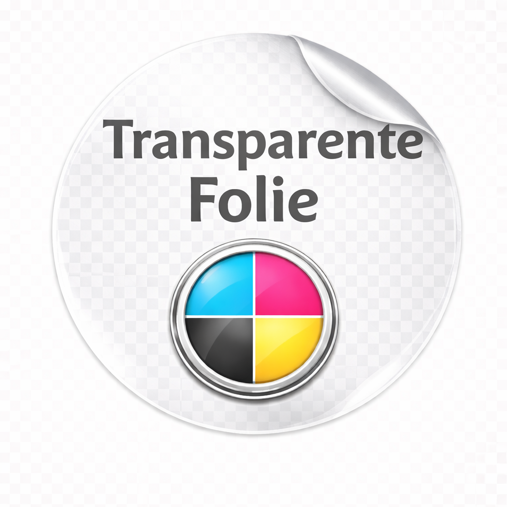 Werbeaufkleber mit transparenter Folie