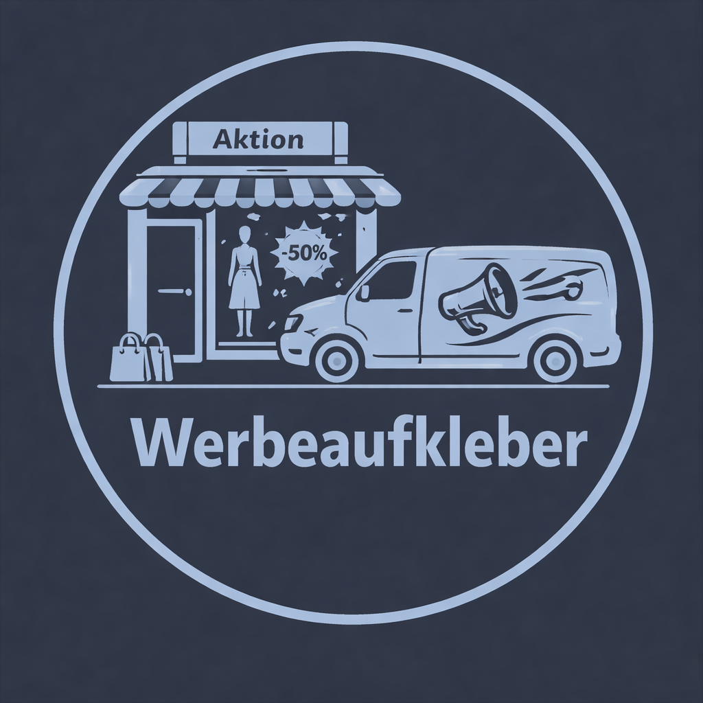 Werbeaufkleber mit transparenter Folie